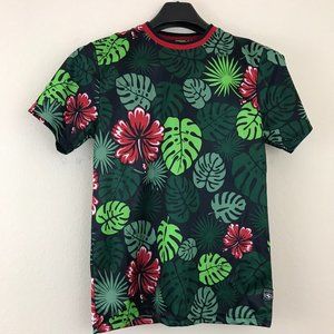 Southpole Small T Shirt Green Leaf Print Short New